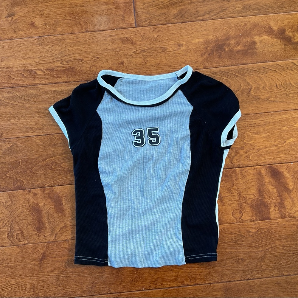 Black and Gray Ribbed Tee
